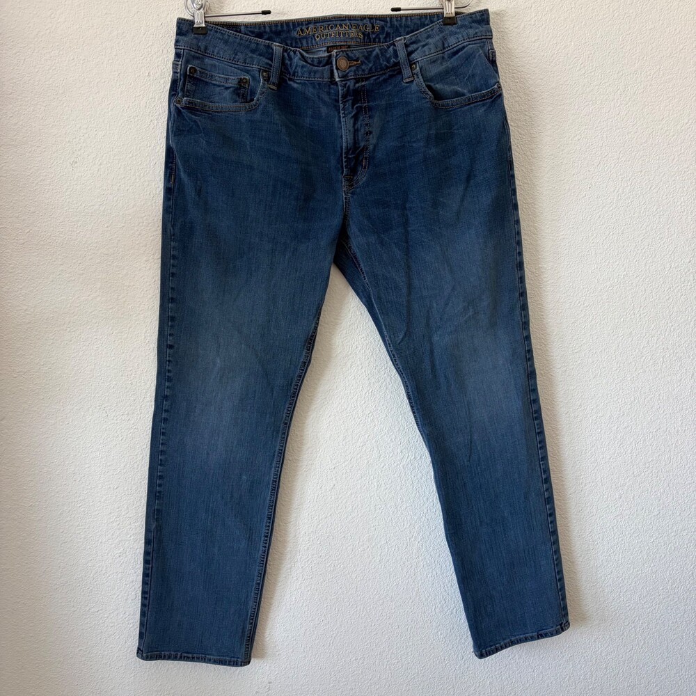 American Eagle Flex/4 360° Jeans 36 x 32 Blue Denim Stretch Cotton Dark Wash
